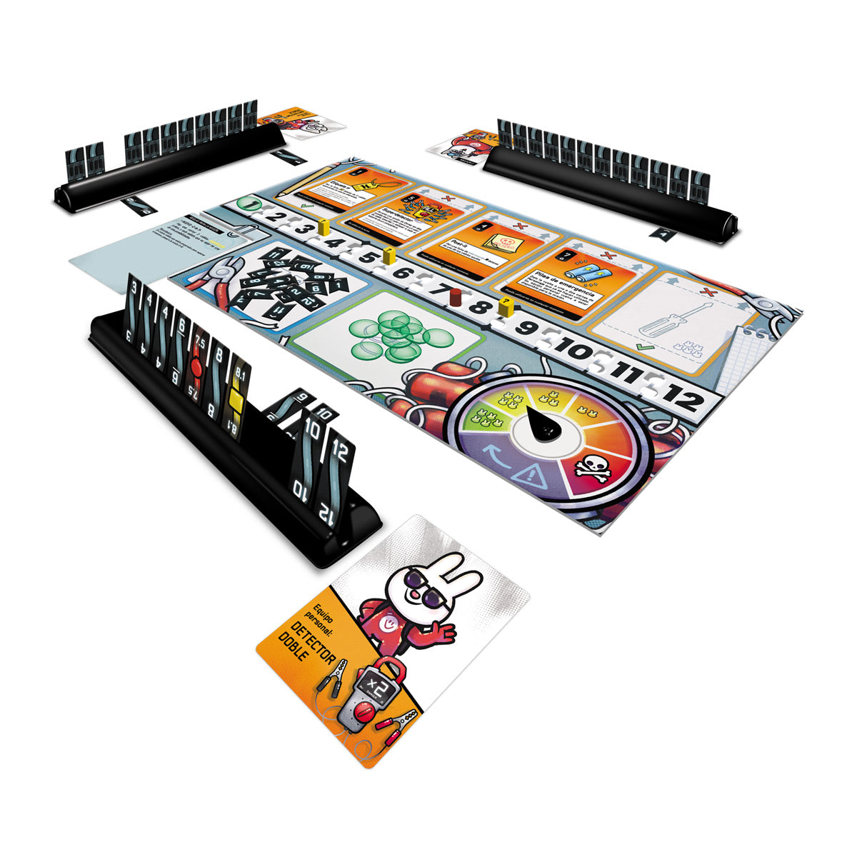 Juego de mesa Caza Bombas con tablero, cables y cartas de misión para deducción cooperativa