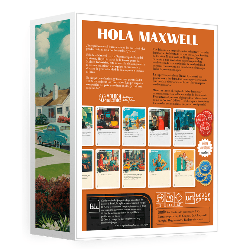 Caja juego de mesa Dream On 2 jugadores diseño naranja título Hola Maxwell