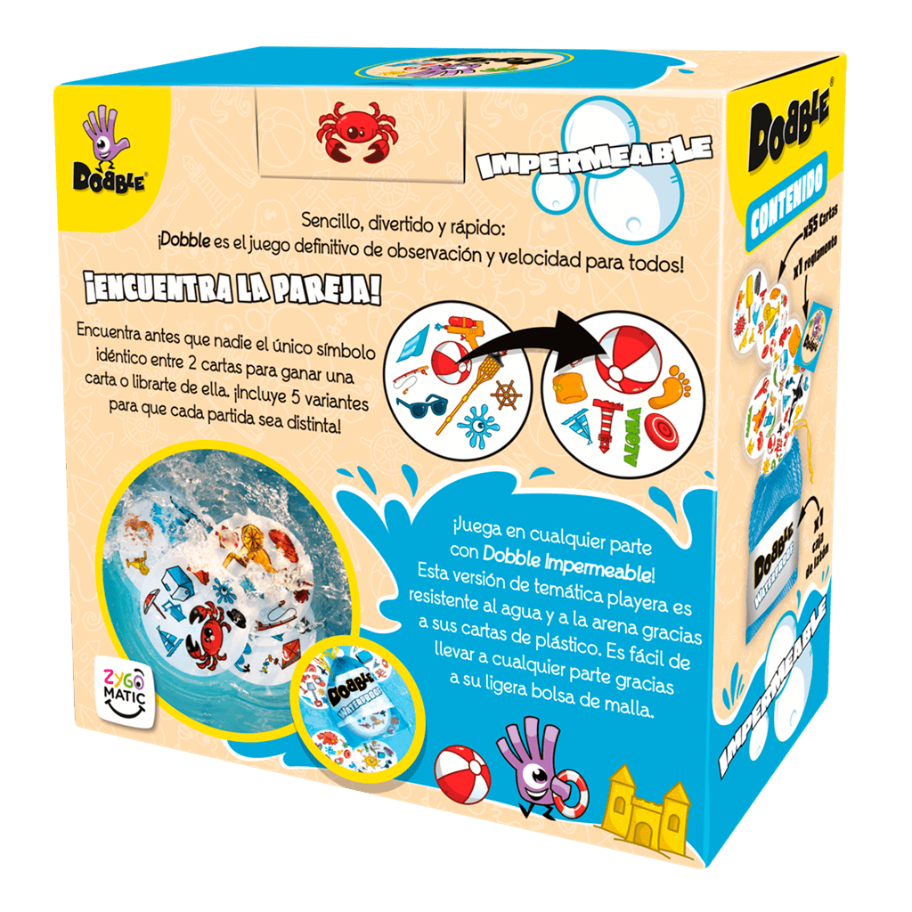 Caja lateral del juego de cartas Dobble Impermeable con bolsa de malla incluida