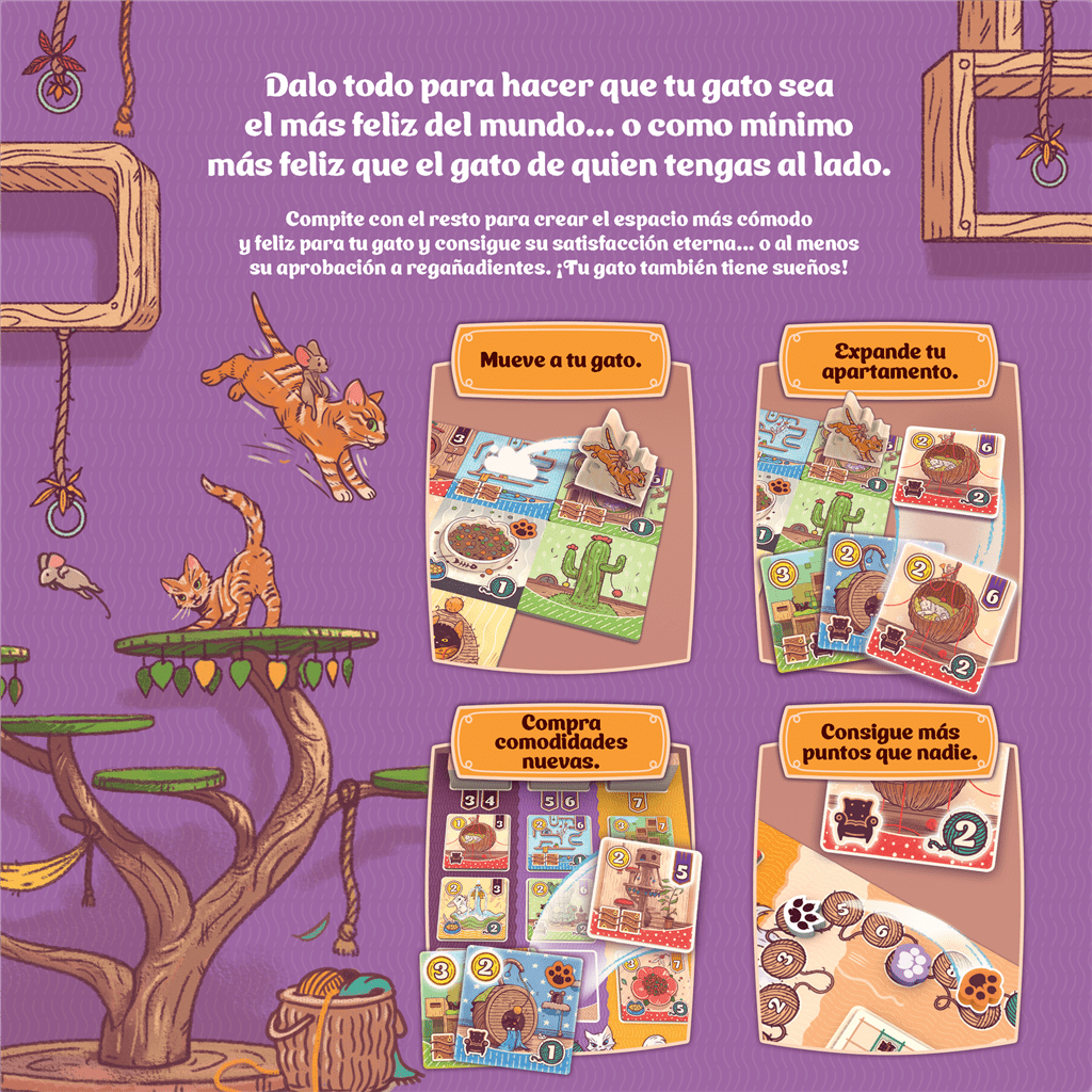 Juego de mesa El gato más feliz del mundo para 2-4 jugadores, expansión de hogar felino con tarjetas y tablero