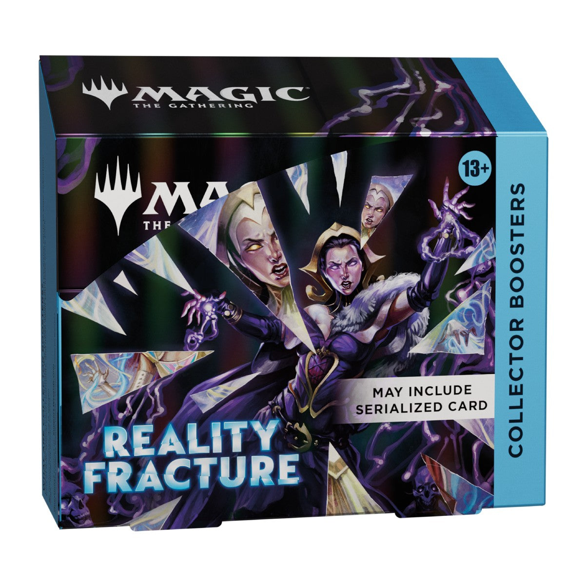 Sobres de coleccionista Magic: The Gathering Reality Fracture, caja premium con arte de figura femenina y detalles dorados