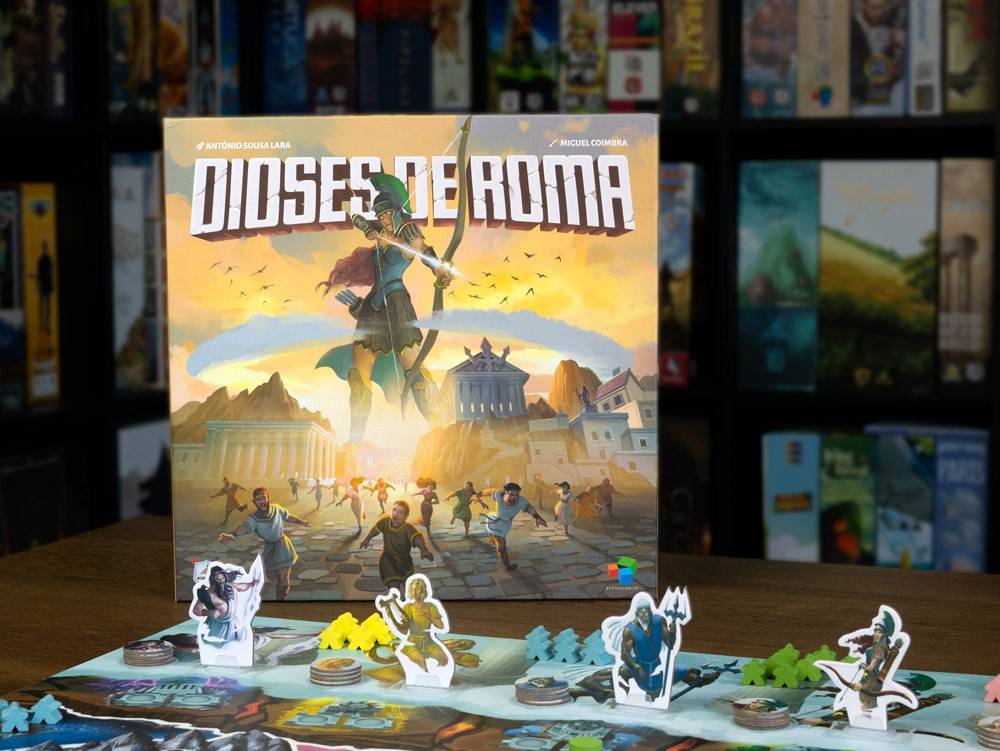 Caja del juego de mesa Dioses de Roma con componentes incluidos