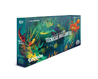 Caja de la expansión Kelp Técnicas Brillantes con ilustración de tiburón y pulpo