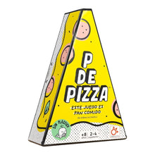 Caja triangular amarilla del juego de cartas P de Pizza para fiestas y familias
