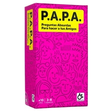 Caja magenta del juego de mesa P.A.P.A. Preguntas Absurdas para amigos