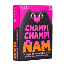 Caja frontal del juego de mesa infantil Champi Champi Ñam para niños mayores de 6 años