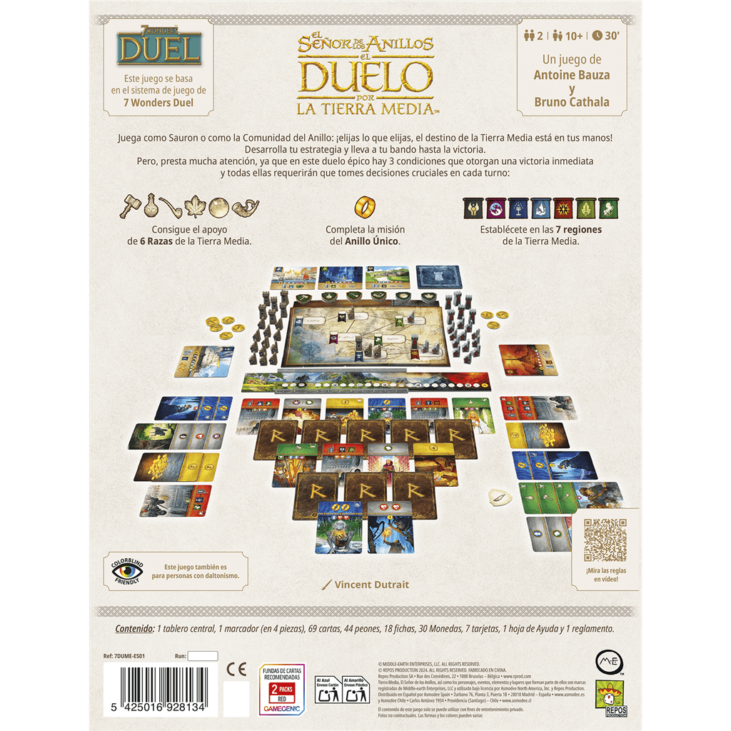 Contraportada juego de mesa El Señor de los Anillos sistema 7 Wonders Duel