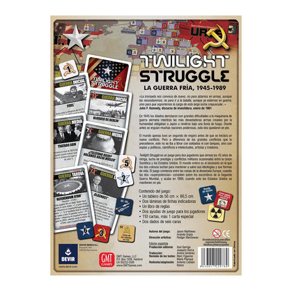 Contenido del juego Twilight Struggle: mapa, cartas y dados