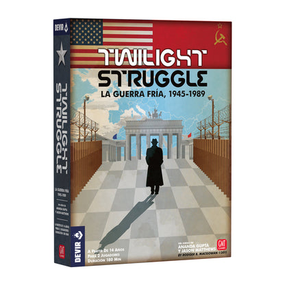 Caja del juego de mesa Twilight Struggle con arte de la Guerra Fría
