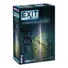 Caja juego de escape EXIT La cabaña abandonada nivel avanzado con puerta madera y reloj