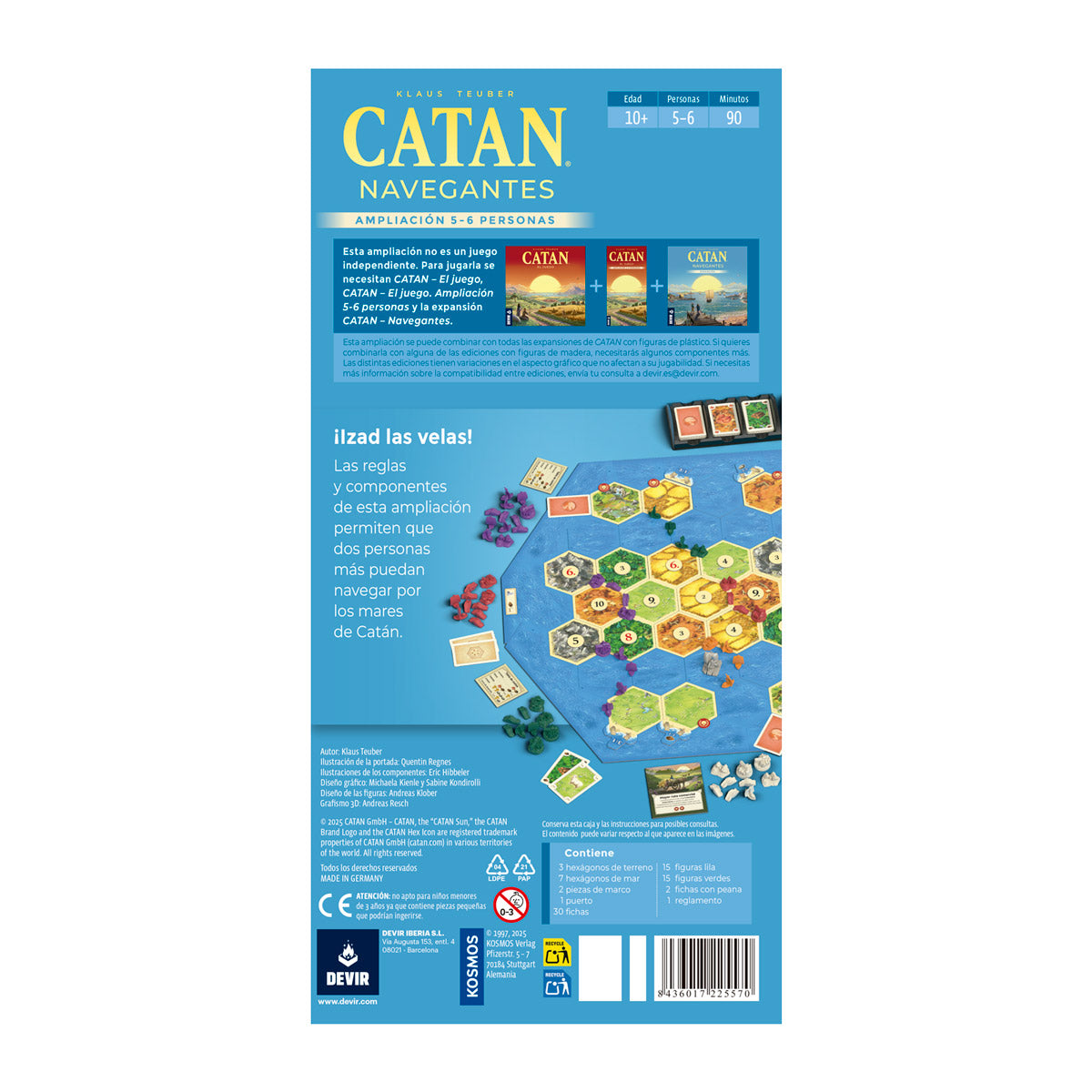 Reglas y componentes de la expansión Catan Navegantes para 5-6 jugadores
