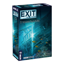 Caja del juego de mesa cooperativo EXIT El Tesoro Hundido con diseño submarino y nivel principiante
