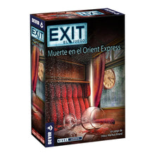Caja juego de mesa EXIT Muerte en el Orient Express con diseño de vagón rojo y atmósfera misteriosa