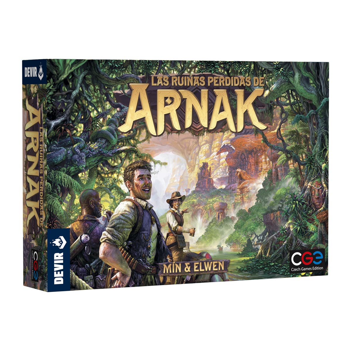 Caja de Las Ruinas Perdidas de Arnak, juego de mesa eurogame de exploración y estrategia