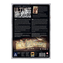 Dorso caja Ultimate Railroads información jugadores edad duración y componentes incluidos