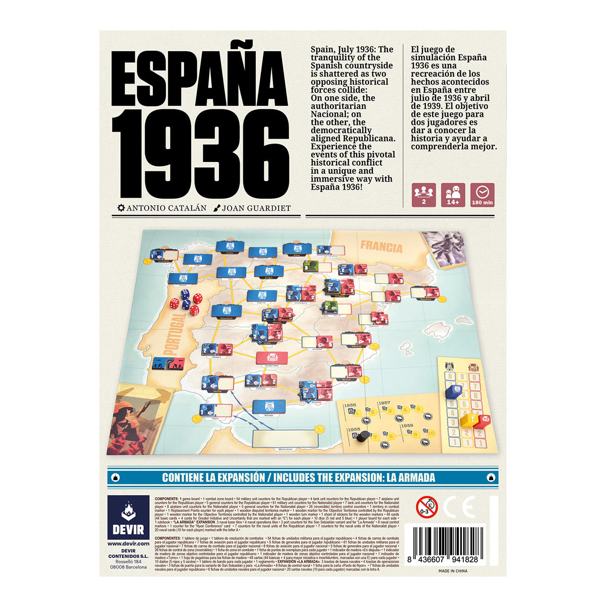 Caja del juego de mesa España 1936 para 2 jugadores