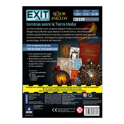 Dorsal caja juego cooperativo EXIT El Señor de los Anillos nivel principiante para 1-4 jugadores