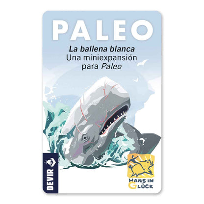Miniexpansión Paleo La Ballena Blanca de Devir con ilustración de ballena prehistórica
