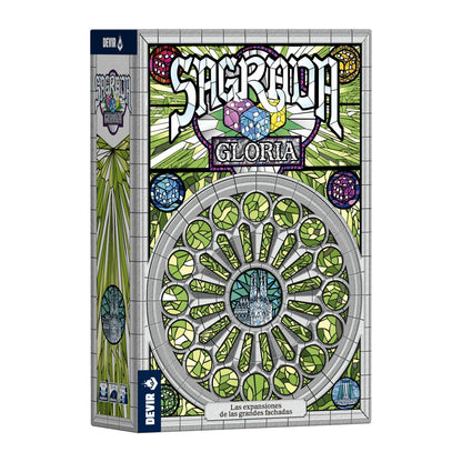 Caja Sagrada Gloria expansión tercera fachada diseño vitral verde y morado