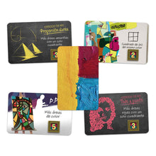 Cartas del juego Academia Abstracta con ejercicios de arte abstracto y cubismo