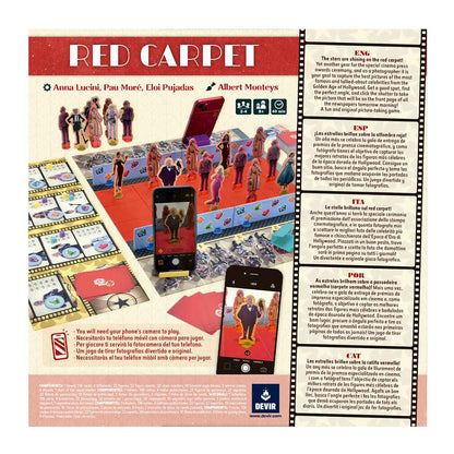 Juego de mesa Red Carpet con tablero alfombra roja y soporte para móvil