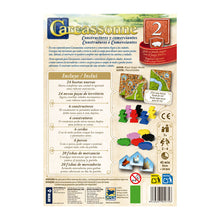 Contenido del juego Carcassonne Constructores y Comerciantes losetas y fichas