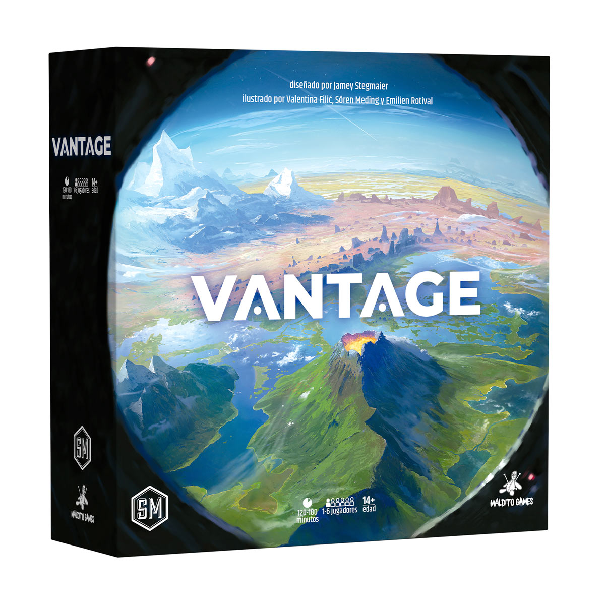 Vantage juego de mesa caja frontal planeta alienígena exploración cooperativa 1-6 jugadores