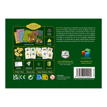 Contraportada Oliva juego de cartas con componentes, tableros y fichas de aceite