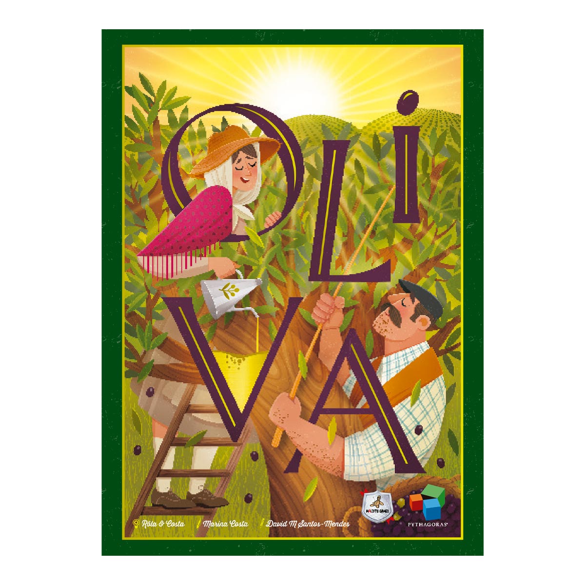 Oliva juego de mesa eurogame para familia con arte de olivar y recolección de aceitunas