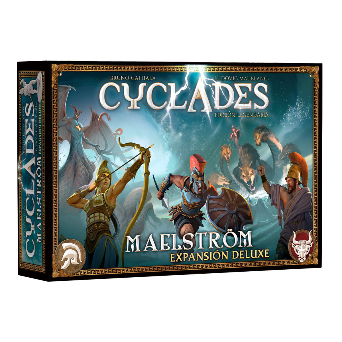 Caja Cyclades Edición Legendaria + Maelstrom Deluxe con arte griego y dragones