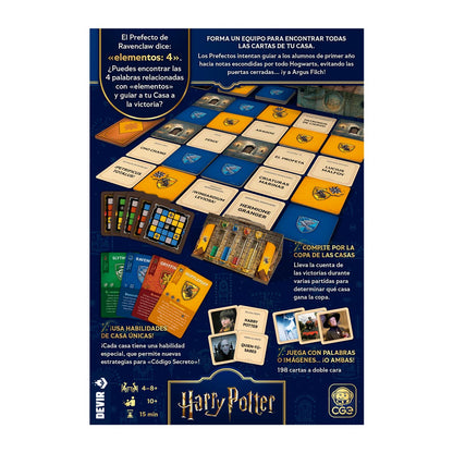 Código Secreto Regreso a Hogwarts caja trasera con cartas y reglas de juego