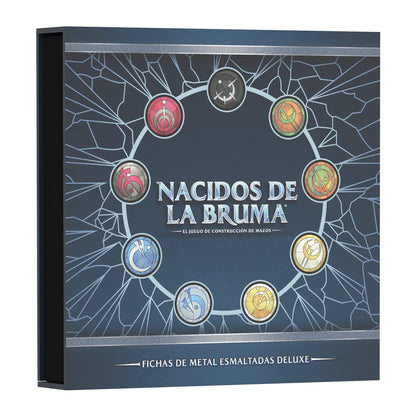 Caja de fichas de metal esmaltadas deluxe para el juego de construcción de mazos Nacidos de la Bruma