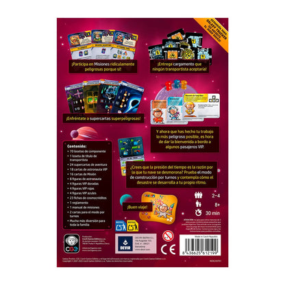 Panel trasero de la expansión de mesa mostrando cartas y componentes del juego