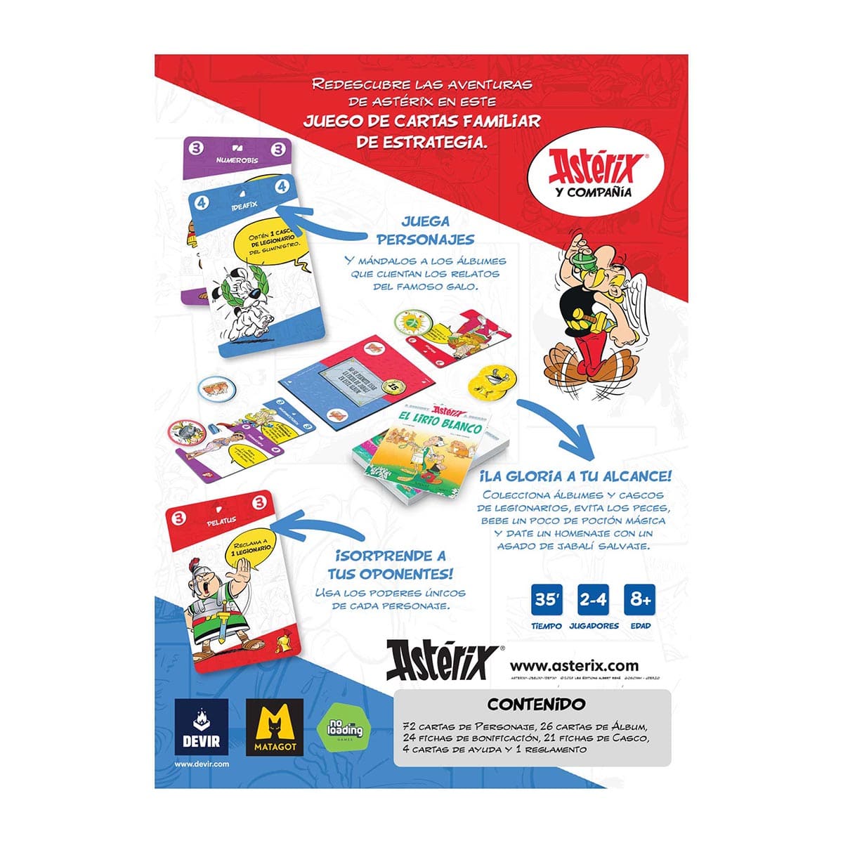 Cartel promocional juego de mesa Astérix y compañía contenido
