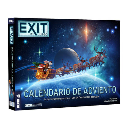 Caja del juego EXIT Calendario de Adviento Carrera Intergaláctica con arte espacial