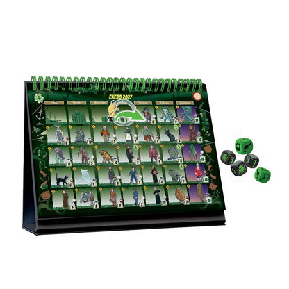 Calendario mensual Cthulhu con dados temáticos
