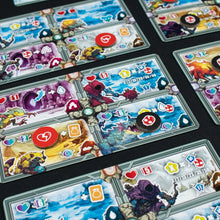 Cartas de enemigos y marcadores de estado del juego Axia Slayer Combo