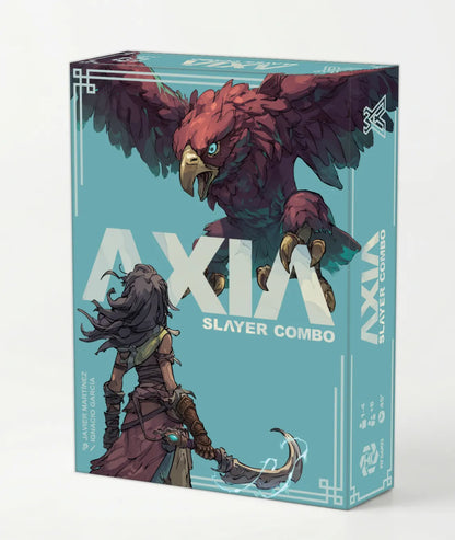 Caja del juego de mesa táctico Axia Slayer Combo con arte de ave rapaz