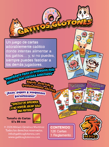 Promoción juego de cartas familiar Gatitos Glotones con 126 cartas y reglas incluidas