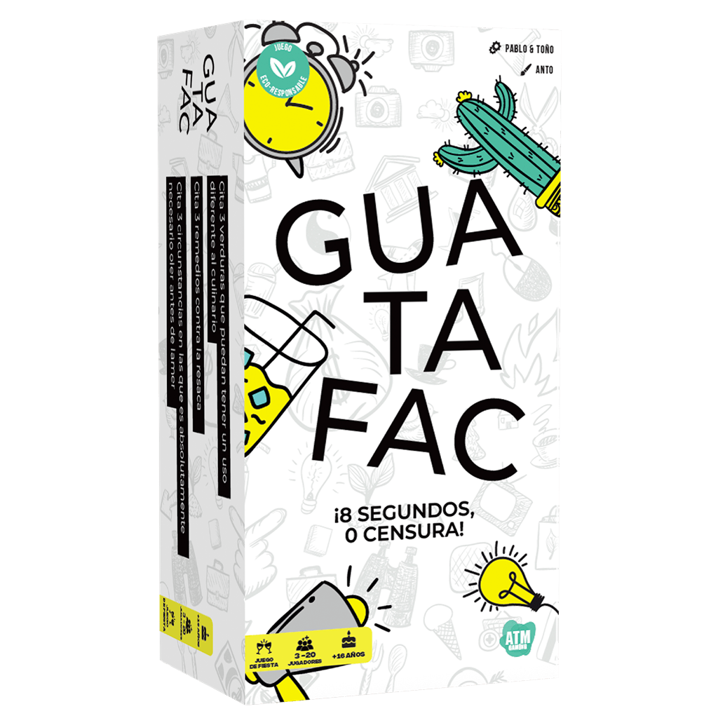 Caja juego de mesa Guatafac eco-responsable para fiestas +18 años y 20 jugadores