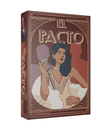 Caja del juego de mesa El Pacto con arte art déco años 20