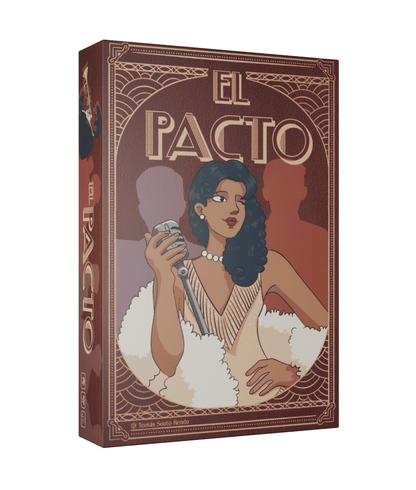 Caja del juego de mesa El Pacto con arte art déco años 20