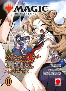 Portada del manga Magic: The Gathering volumen 11, edición en español con uniforme escolar y arte anime vibrante