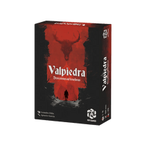 Caja del juego de cartas Valpiedra Descensus ad Tenebras con ilustración demoníaca roja y negra