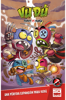 Portada juego mesa Vudú Comics vs Manga personajes caricaturescos SD Games