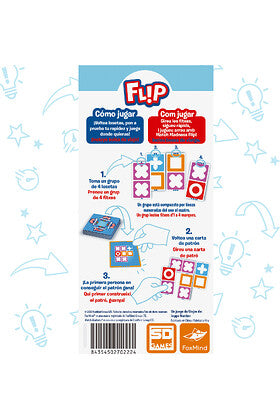 Panel trasero caja juego Match Madness Flip con instrucciones en español y portugués