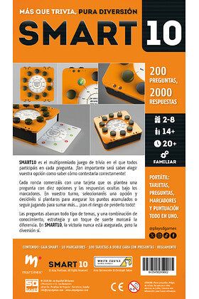 Características del juego Smart 10: 200 preguntas, 2-8 jugadores
