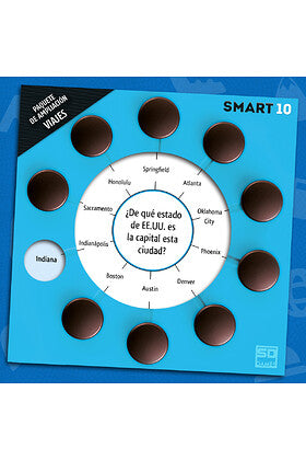Tarjeta de juego SMART 10 Viajes identificando el estado de EE.UU. de una capital
