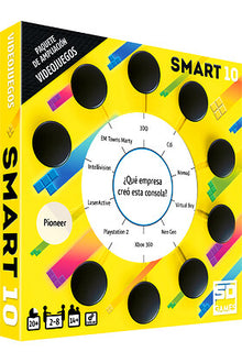 Empaque isométrico del juego de preguntas SMART 10 Videojuegos SD Games