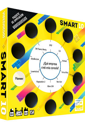 Empaque isométrico del juego de preguntas SMART 10 Videojuegos SD Games